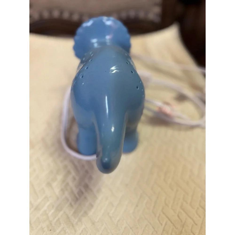 Target Blue Ceramic Triceratops Dinosaur Table Lamp Accent Night Light Glossy
